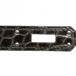 Pre Owned Hermes Olive Green Niloticus Crocodile Kelly Cut Clutch