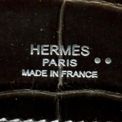 Pre Owned Hermes Olive Green Niloticus Crocodile Kelly Cut Clutch