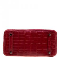 Hermes Rouge Garance Niloticus Crocodile Palladium Hardware Birkin 25 Bag