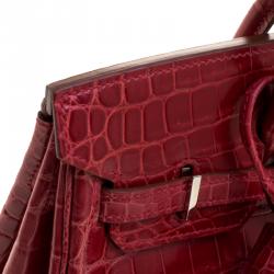 Hermes Rouge Garance Niloticus Crocodile Palladium Hardware Birkin 25 Bag