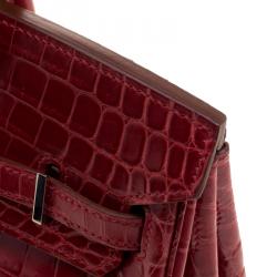 Hermes Rouge Garance Niloticus Crocodile Palladium Hardware Birkin 25 Bag