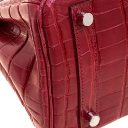 Hermes Rouge Garance Niloticus Crocodile Palladium Hardware Birkin 25 Bag