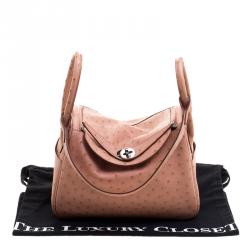 Pre Owned Hermes Crevette Ostrich Palladium Hardware Lindy 26 Bag