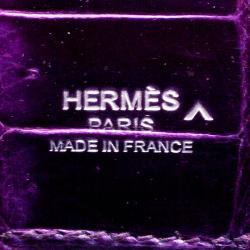 Pre Owned Hermes Amethyst Porosus Crocodile Kelly Cut Clutch
