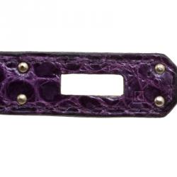 Pre Owned Hermes Amethyst Porosus Crocodile Kelly Cut Clutch