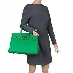 Hermes Bambou Clemence Leather Gold Hardware Birkin 35 Bag