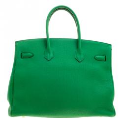 Hermes Bambou Clemence Leather Gold Hardware Birkin 35 Bag