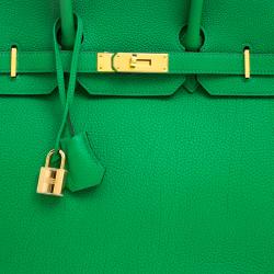 Hermes Bambou Clemence Leather Gold Hardware Birkin 35 Bag