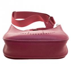 Pre Owned Hermes Rouge Garance Clemence Leather Evelyne III PM Bag