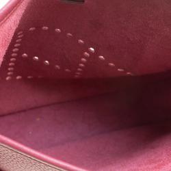 Pre Owned Hermes Rouge Garance Clemence Leather Evelyne III PM Bag