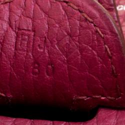 Pre Owned Hermes Rouge Garance Clemence Leather Evelyne III PM Bag