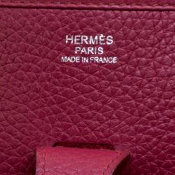 Pre Owned Hermes Rouge Garance Clemence Leather Evelyne III PM Bag