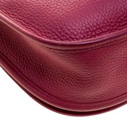 Pre Owned Hermes Rouge Garance Clemence Leather Evelyne III PM Bag