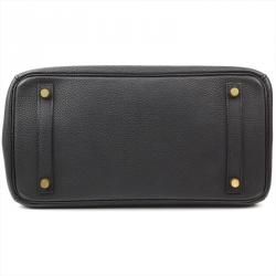 Hermes Noir Taurillon Clemence Leather Gold Hardware Birkin 30 Bag