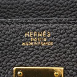 Hermes Noir Taurillon Clemence Leather Gold Hardware Birkin 30 Bag