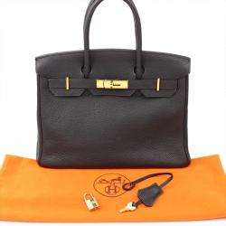 Hermes Noir Taurillon Clemence Leather Gold Hardware Birkin 30 Bag