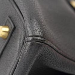 Hermes Noir Taurillon Clemence Leather Gold Hardware Birkin 30 Bag
