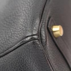 Hermes Noir Taurillon Clemence Leather Gold Hardware Birkin 30 Bag