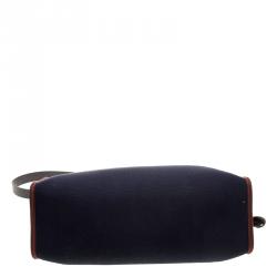 Pre Owned Hermes Black/Navy Blue Leather and Canvas Herbag Zip 31 Bag