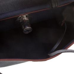 Pre Owned Hermes Black/Navy Blue Leather and Canvas Herbag Zip 31 Bag