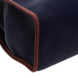 Pre Owned Hermes Black/Navy Blue Leather and Canvas Herbag Zip 31 Bag