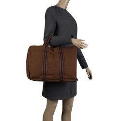 Hermes Brown Canvas Fourre Tout Tote
