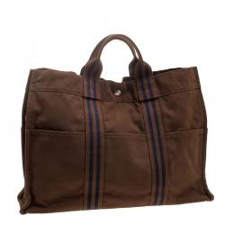 Hermes Brown Canvas Fourre Tout Tote