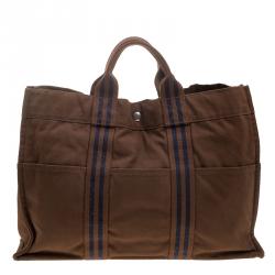 Hermes Brown Canvas Fourre Tout Tote