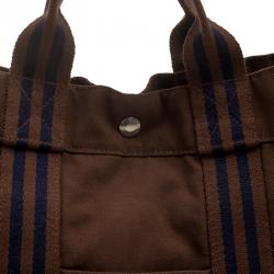 Hermes Brown Canvas Fourre Tout Tote