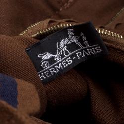 Hermes Brown Canvas Fourre Tout Tote