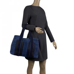 Pre Owned حقيبة يد هيرمس فور توت كانفاس زرقاء