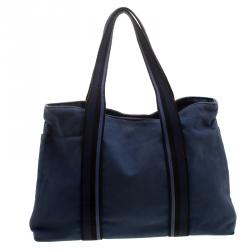 Pre Owned حقيبة يد هيرمس فور توت كانفاس زرقاء