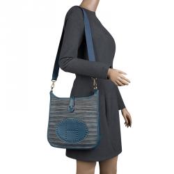 Hermes Blue Izmir Vibrato Multicolor Leather Evelyne I PM Bag