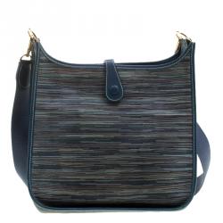 Hermes Blue Izmir Vibrato Multicolor Leather Evelyne I PM Bag