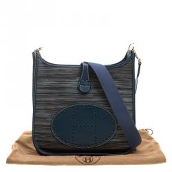 Hermes Blue Izmir Vibrato Multicolor Leather Evelyne I PM Bag