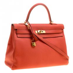 Pre Owned Hermes Capucine Togo Leather Gold Hardware Kelly Retourne 35 Bag