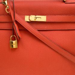Pre Owned Hermes Capucine Togo Leather Gold Hardware Kelly Retourne 35 Bag