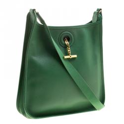 Pre Owned Hermes Green Courchevel Leather Vespa PM Bag