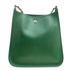 Pre Owned Hermes Green Courchevel Leather Vespa PM Bag