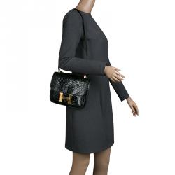 Pre Owned Hermes Dark Green Crocodile Vintage Constance 23 Bag