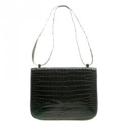 Pre Owned Hermes Dark Green Crocodile Vintage Constance 23 Bag