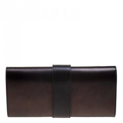 Pre Owned Hermes Metallic Black Box Leather Medor 29 Clutch