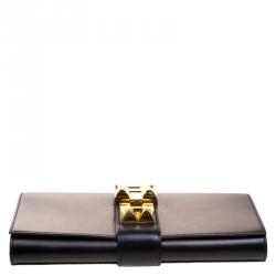 Pre Owned Hermes Metallic Black Box Leather Medor 29 Clutch