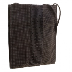 Pre Owned Hermes Herline Black Canvas Cross-body Pouch Pochette