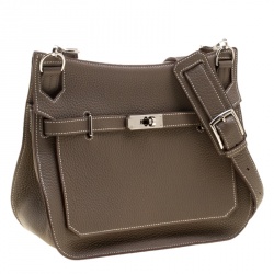 Hermes Etain Taurillon Clemence Leather Jypsiere 28 Bag