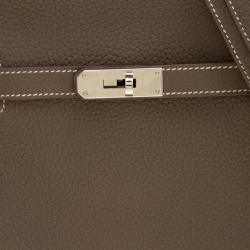 Hermes Etain Taurillon Clemence Leather Jypsiere 28 Bag