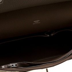 Hermes Etain Taurillon Clemence Leather Jypsiere 28 Bag