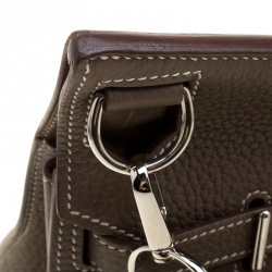 Hermes Etain Taurillon Clemence Leather Jypsiere 28 Bag