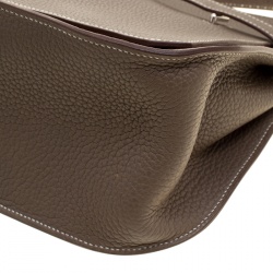 Hermes Etain Taurillon Clemence Leather Jypsiere 28 Bag
