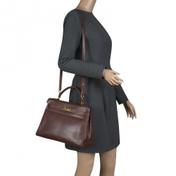 Pre Owned Hermes Brulee Veau Grain Lisse Leather Gold Hardware Kelly Retourne 32 Bag